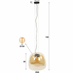 WoonStijl Hanglamp 1L drift XL glass Smoke