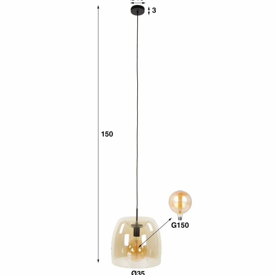 WoonStijl Hanglamp 1L drift glass Koper Hot