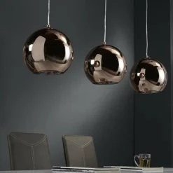 WoonStijl Hanglamp 3L Globe koper