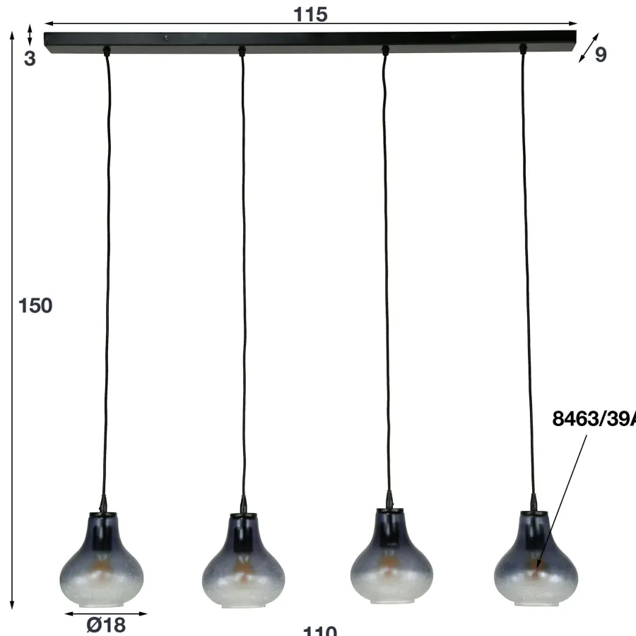 WoonStijl Hanglamp 4L kegel glass Online