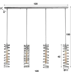 WoonStijl Hanglamp 4L spiral / Burned zilverkleurig Discount