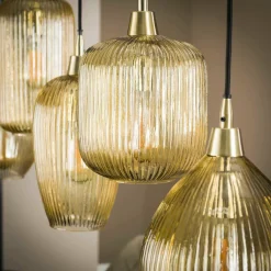 WoonStijl Hanglamp 5L stripe glass mix Outlet