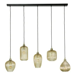 WoonStijl Hanglamp 5L stripe glass mix Outlet
