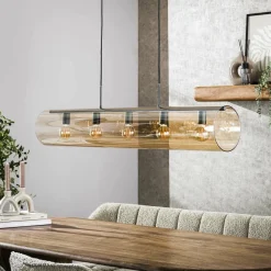 WoonStijl Hanglamp 5L tube amber glas