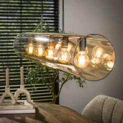 WoonStijl Hanglamp 5L tube amber glas