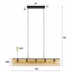 WoonStijl Hanglamp 5L tube amber glas