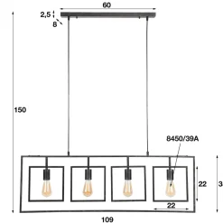 WoonStijl Hanglamp 4L Turn square / Charcoal