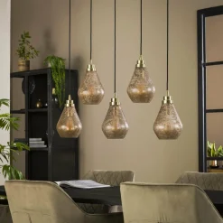 WoonStijl Hanglamp 5L vintage brown glass Discount