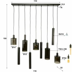 WoonStijl Hanglamp Sepiora 5+4-lichts Sienna bruin Hot