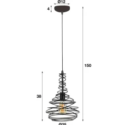 WoonStijl Hanglamp 1x Ø25 kegel spinn / Zwart Hot