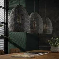WoonStijl Hanglamp 3x armor ovaal / Zwart bruin Sale