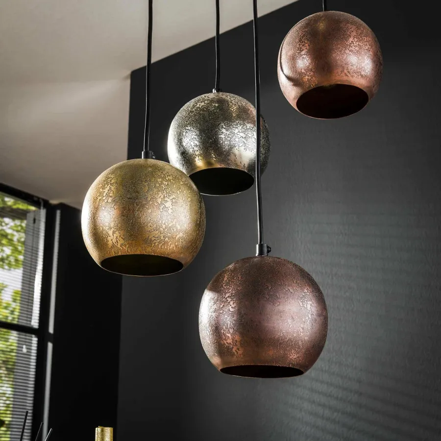 WoonStijl Hanglamp 6x bol getrapt metal print Online