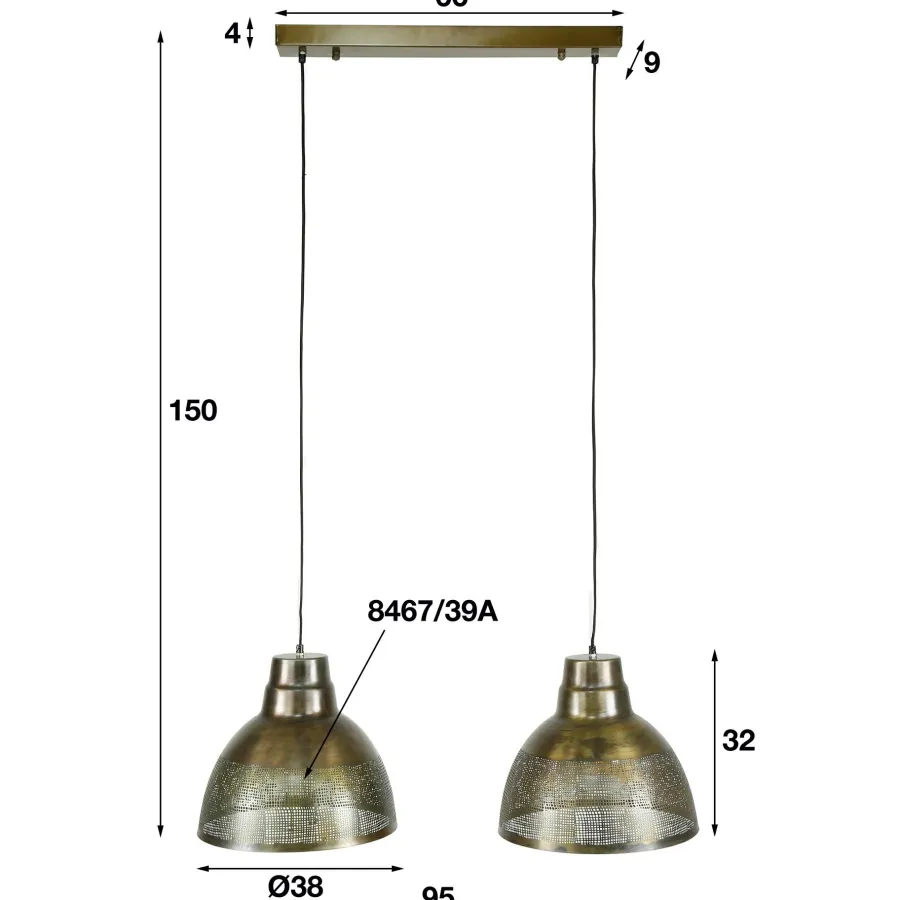 WoonStijl Hanglamp 2xØ38 screen