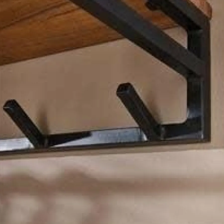 WoonStijl Kapstok Custom acacia met 6 haken en hoedenplank