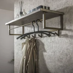 WoonStijl Kapstok Ferro 6 haken hoedenplank New