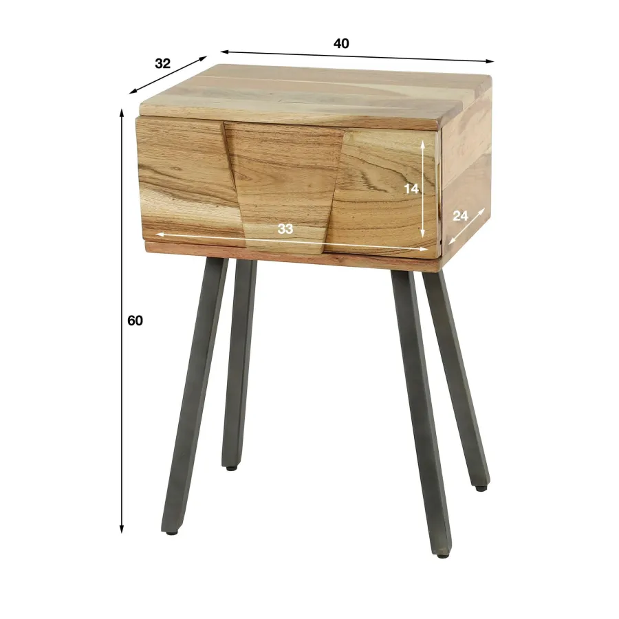 WoonStijl Nachtkastje / bijzettafel Demn acacia New