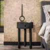 WoonStijl Nachtkastje Round zwart acacia met 1 lade Clearance