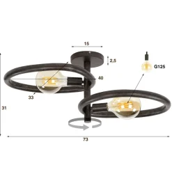 WoonStijl Plafondlamp Pebble met 2 lichtpunten Sale