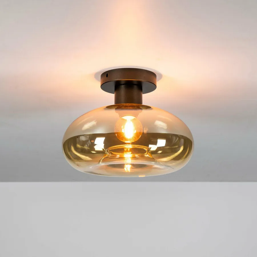 WoonStijl Plafondlamp Soll Amber glas Discount