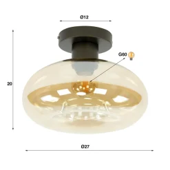 WoonStijl Plafondlamp Soll Amber glas Discount
