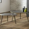 WoonStijl Salontafel Ø73cm met niervormig zand gegoten metalen blad. / Zwart Nikkel Outlet
