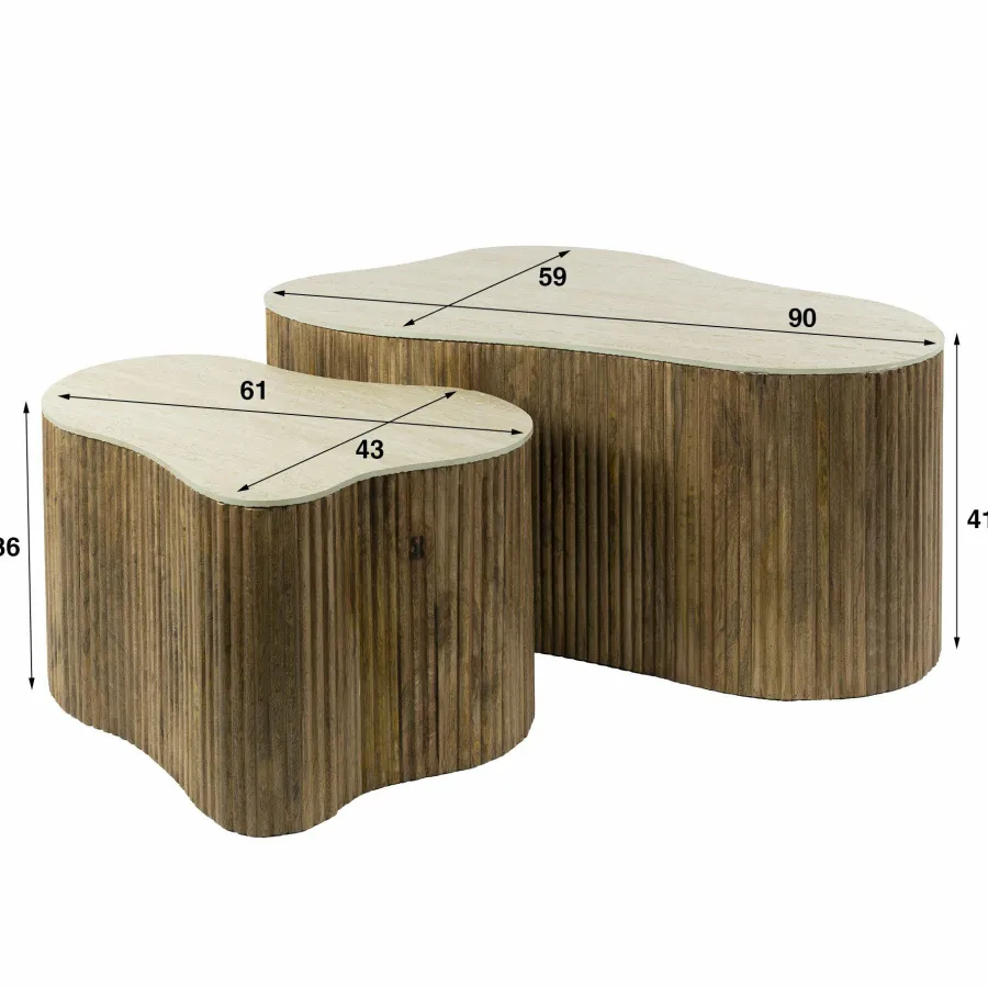 WoonStijl Salontafel Nuovo shamrock set van 2 / Massief mango zand Hot