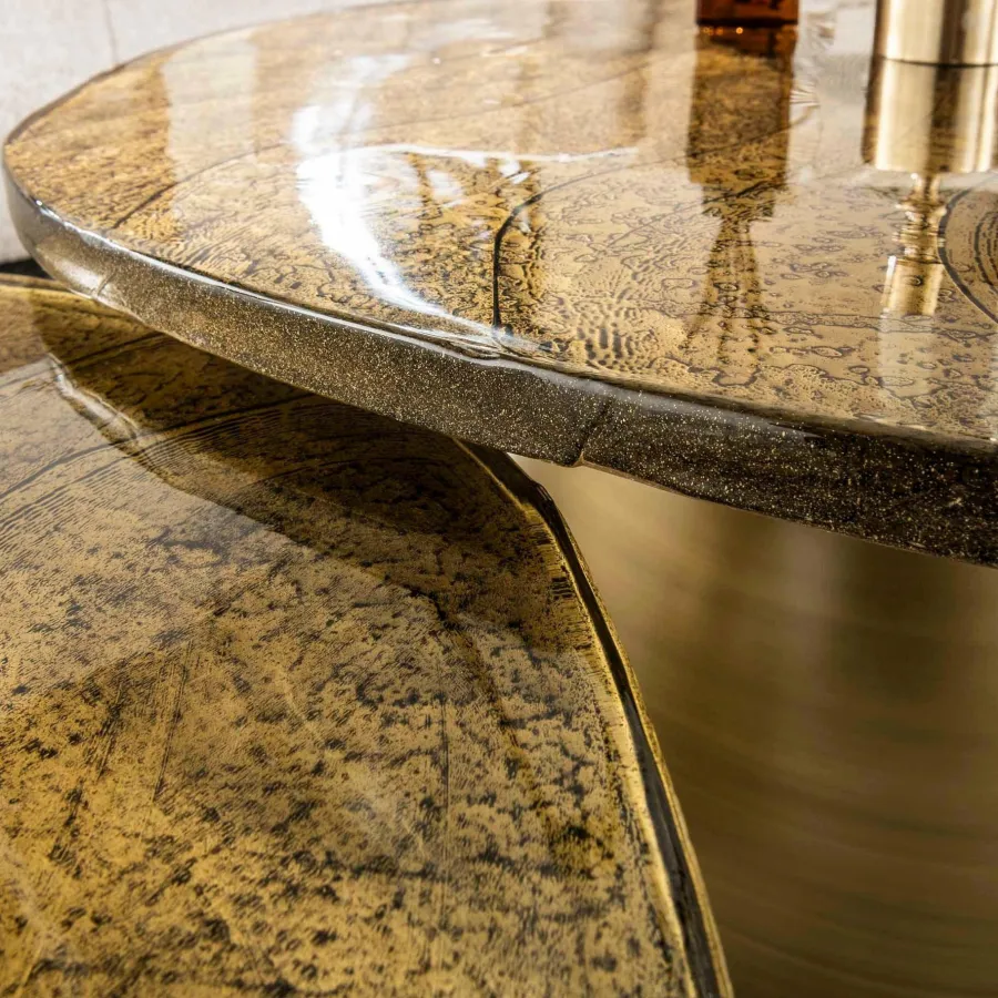WoonStijl Salontafel set van 2 Eclipse goud antiek finish Clearance