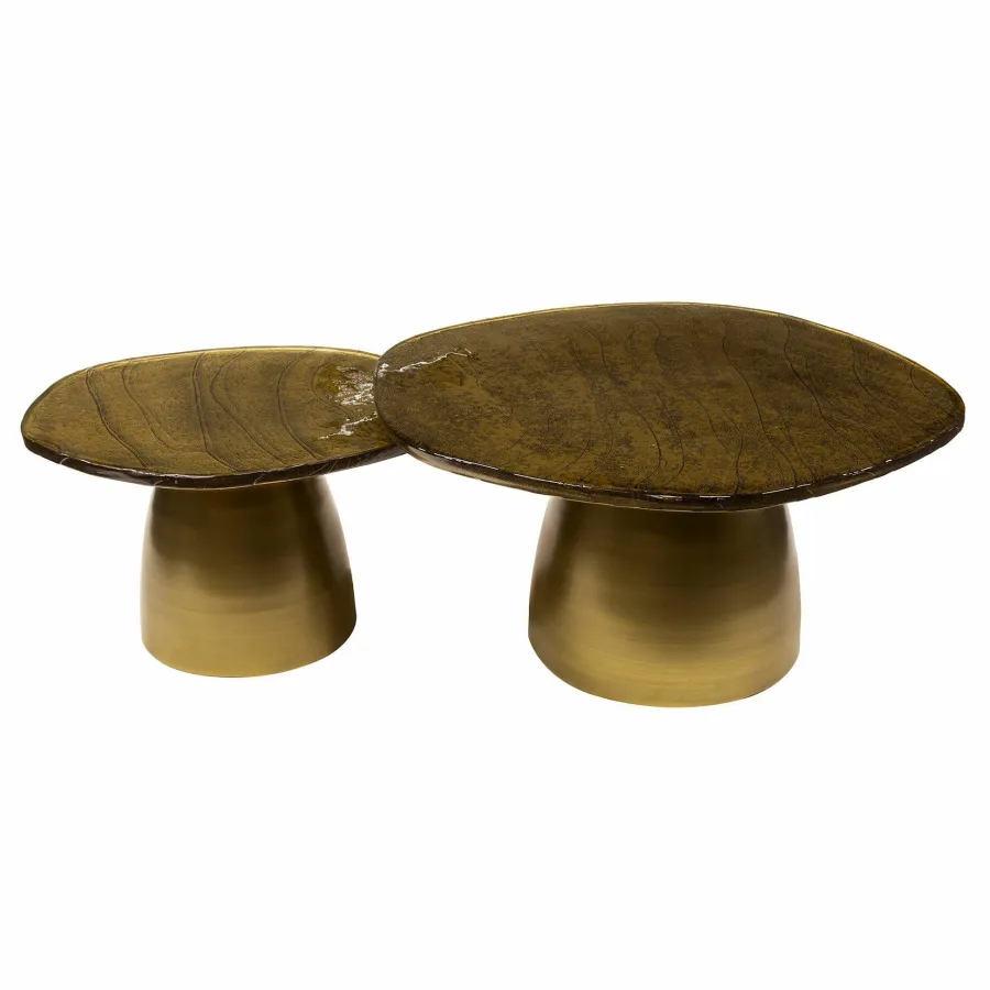 WoonStijl Salontafel set van 2 Eclipse goud antiek finish Clearance