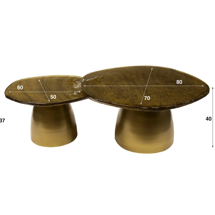 WoonStijl Salontafel set van 2 Eclipse goud antiek finish Clearance