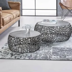 WoonStijl Salontafel set/2 maze zandgegoten / Zwart nikkel Online