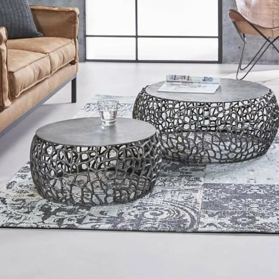 WoonStijl Salontafel set/2 maze zandgegoten / Zwart nikkel Online