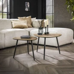 WoonStijl Salontafel set van 2 driehoekig metallic brons antiek Sale