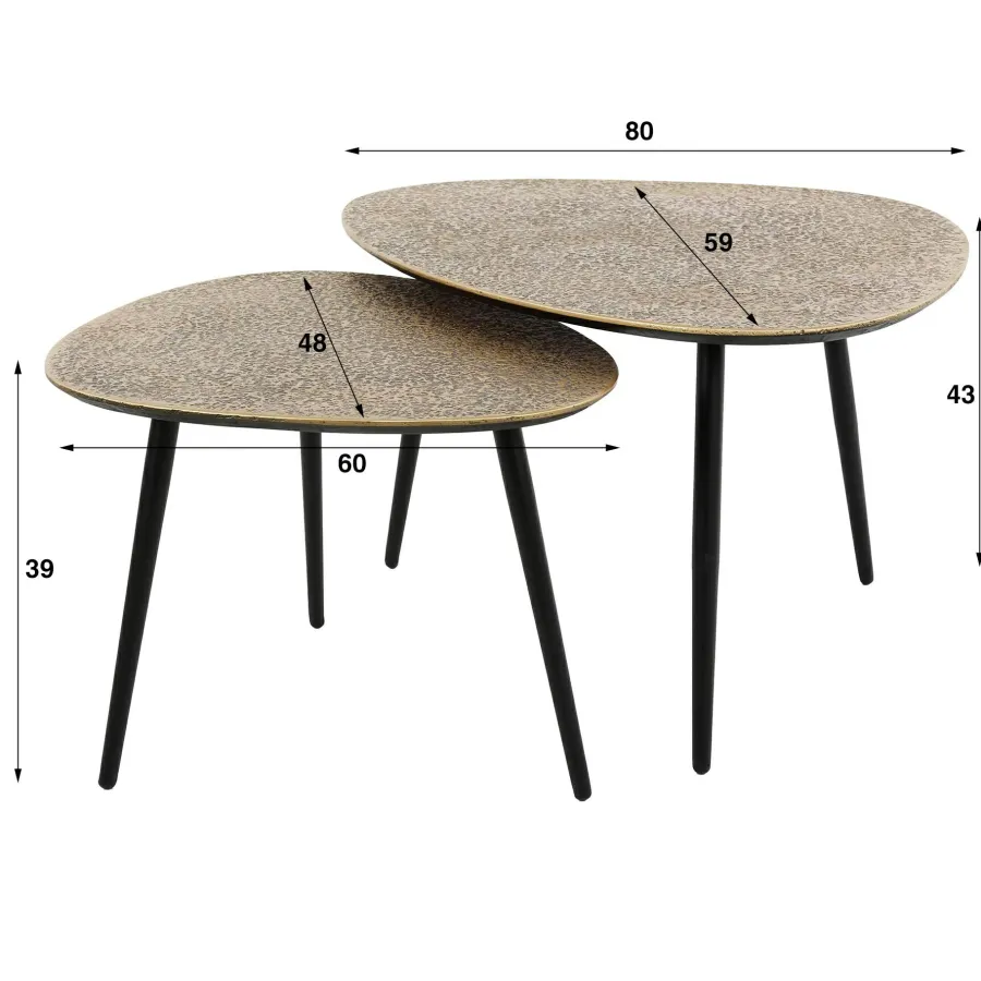 WoonStijl Salontafel set van 2 driehoekig metallic brons antiek Sale