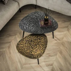 WoonStijl Salontafel set van 2 driehoekig patina metal Sale
