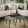WoonStijl Salontafel set van 3 driehoekig patina metaal - koper, brons, zilver Online