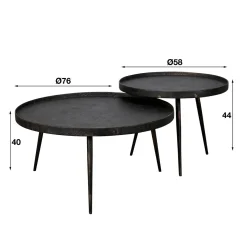 WoonStijl Salontafel set/2 rond metallic/Grijs