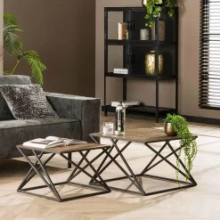 WoonStijl Salontafel set van 2 X cross metallic Outlet