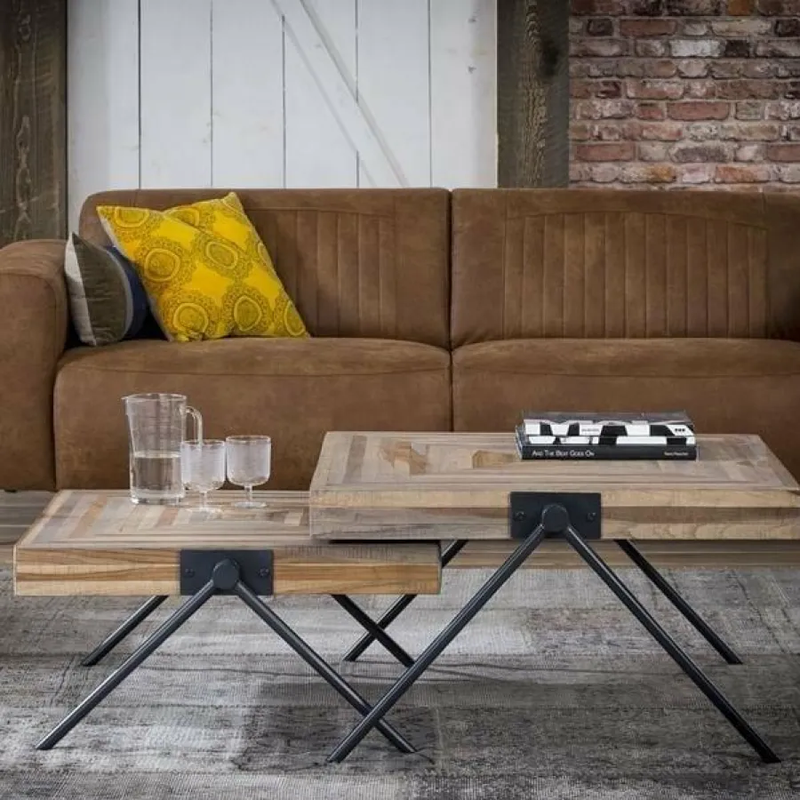 WoonStijl Salontafel Teca balance 70x70 / Teakhout verweerd