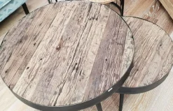 WoonStijl Set van 2 bijzettafels robuust doorleefd hardhout Sale