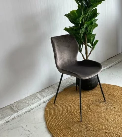 WoonStijl Stoel velvet ronde buis Antraciet velvet Online
