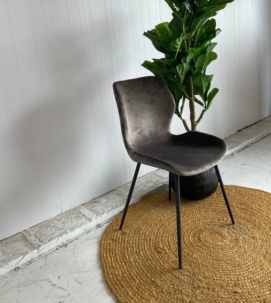 WoonStijl Stoel velvet ronde buis Antraciet velvet Online