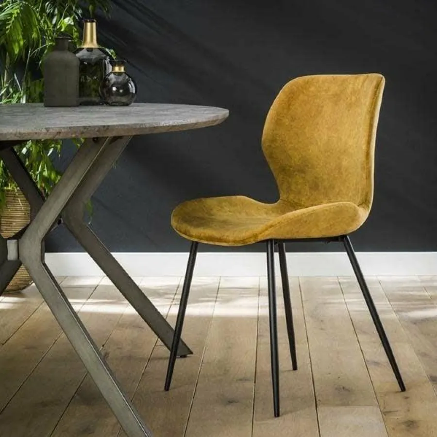 WoonStijl Stoel velvet ronde buis Goud velvet New