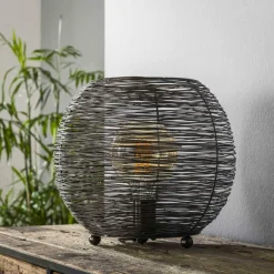 WoonStijl Tafellamp Ø35 web L Zwart Nikkel New