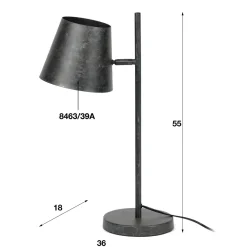 WoonStijl Tafellamp 1L verstelbare metalen kap / Charcoal