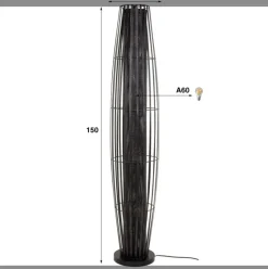 WoonStijl Vloerlamp 150 4L cylinder mesh / Charcoal