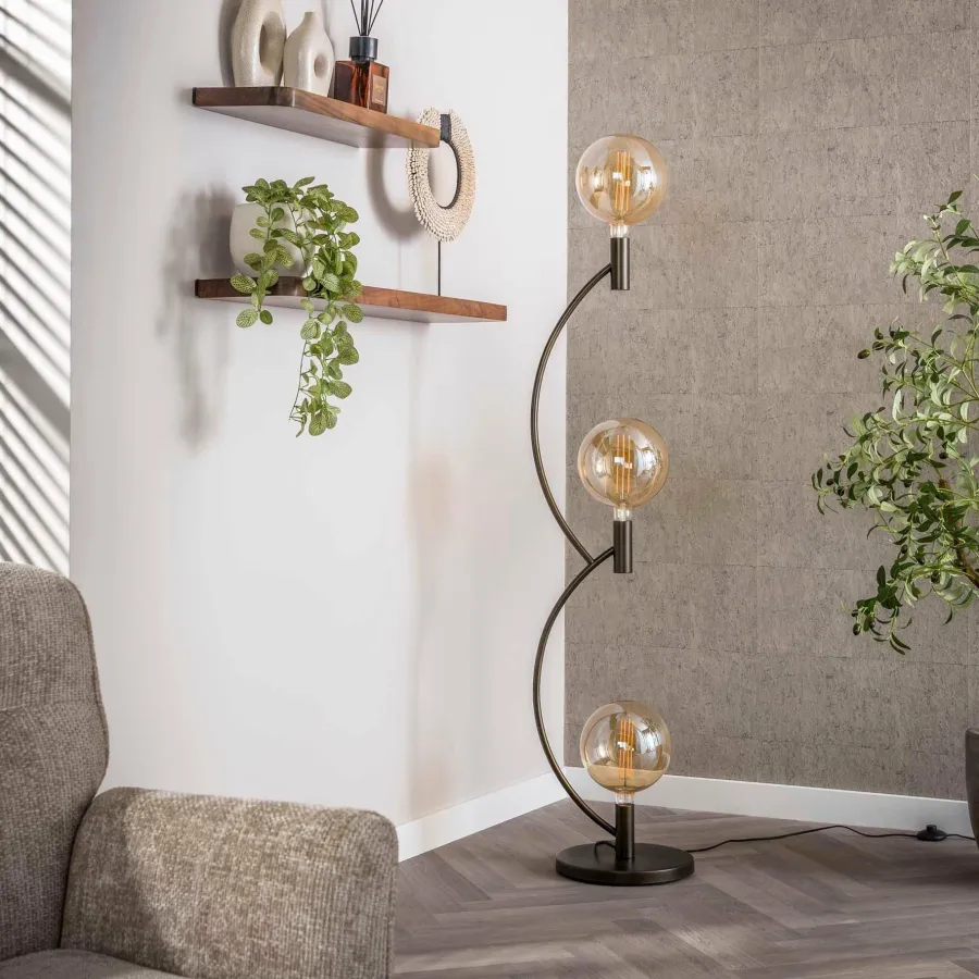 WoonStijl Vloerlamp Arcus 3-lichts / Sienna bruin Outlet