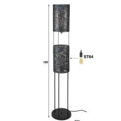 WoonStijl Vloerlamp 2L armor tube / Zwart bruin Best