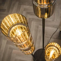 WoonStijl Vloerlamp 3L getrapt cylinder glas Discount