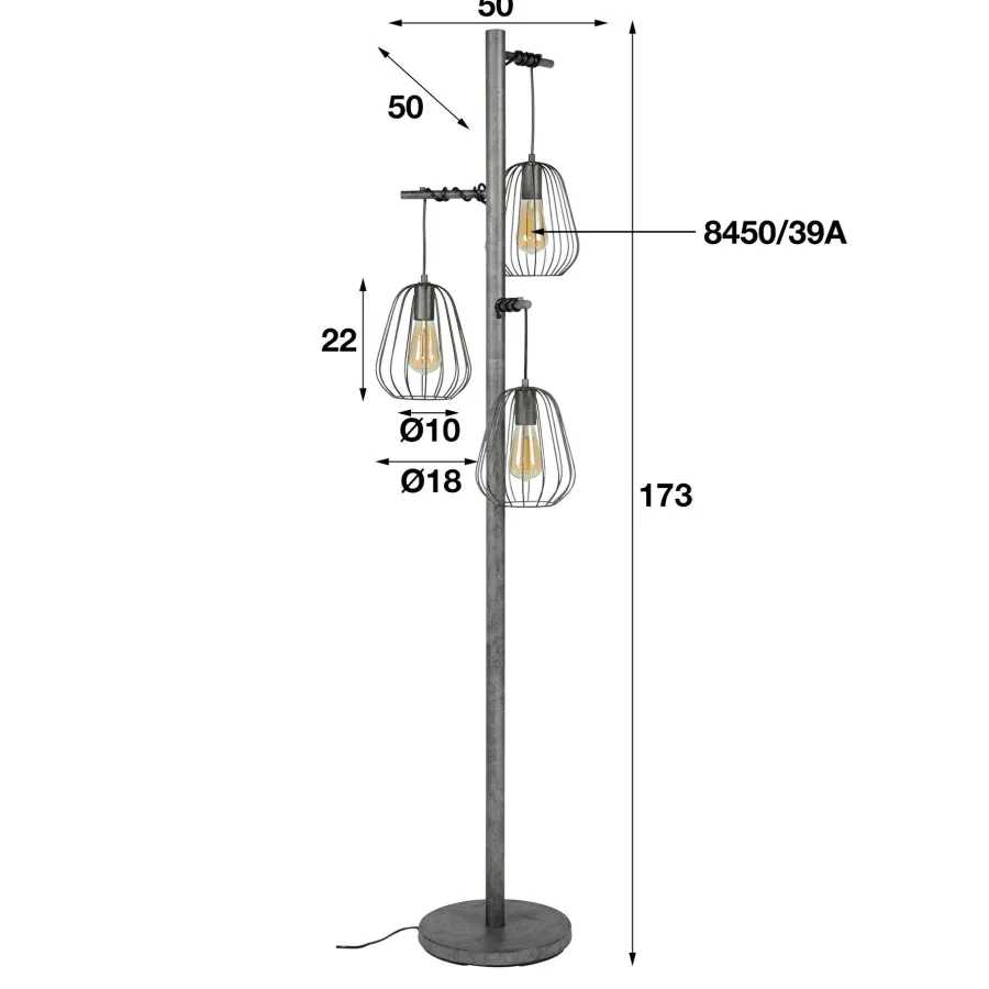 WoonStijl Vloerlamp 3L Lampoon Clearance