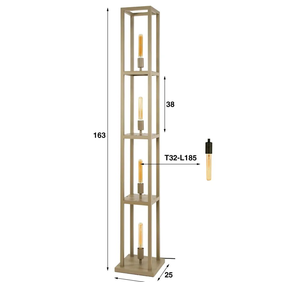 WoonStijl Vloerlamp 4L Quadra Beige Best